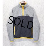 【ビンテージ】【LL bean】エルエルビーン【フリーススナップT】【グレー×チャコール×黄色】【サイズＬ】 