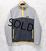 【ビンテージ】【LL bean】エルエルビーン【フリーススナップT】【グレー×チャコール×黄色】【サイズＬ】 