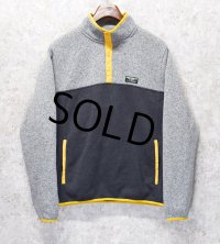 【ビンテージ】【LL bean】エルエルビーン【フリーススナップT】【グレー×チャコール×黄色】【サイズＬ】 