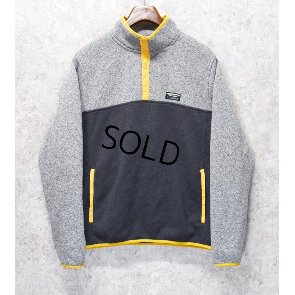 画像1: 【ビンテージ】【LL bean】エルエルビーン【フリーススナップT】【グレー×チャコール×黄色】【サイズＬ】 