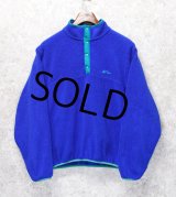 【ビンテージ】【LL Bean】LLビーン【青×エメラルドグリーン】【スナップTフリース】【M程度】 