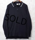 【ビンテージ】【L.L.Bean】LLビーン【黒ｘ白ライン】【長袖ポロシャツ】【サイズL】 