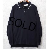 【ビンテージ】【L.L.Bean】LLビーン【黒ｘ白ライン】【長袖ポロシャツ】【サイズL】 