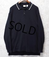 【ビンテージ】【L.L.Bean】LLビーン【黒ｘ白ライン】【長袖ポロシャツ】【サイズL】 