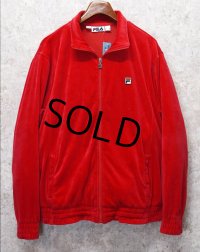 【ビンテージ】フィラ【FILA】赤【ベロア地】【トラックジャージ】トラックジャケット【サイズＸＬ】 