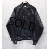 90's~【USA製】ビンテージ【MESQUITE】 【メスキート】【黒×リブ白ボーダー】【ナイロンジャケット】サテンジャケット【ナイロンブルゾン】【サイズXL】 