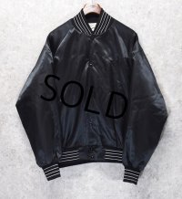 90's~【USA製】ビンテージ【MESQUITE】 【メスキート】【黒×リブ白ボーダー】【ナイロンジャケット】サテンジャケット【ナイロンブルゾン】【サイズXL】 
