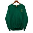 画像1: 程度良好!!【アイルランド製】ビンテージ【Celtic Wear】三つ葉のクローバー　若葉刺繍入り【緑】 Vネックセーター 【サイズ44】 <br> (1)