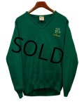 程度良好!!【アイルランド製】ビンテージ【Celtic Wear】三つ葉のクローバー　若葉刺繍入り【緑】 Vネックセーター 【サイズ44】  