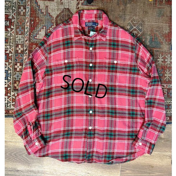 画像1:  【Ralph lauren】【ラルフローレン】【FARREL】【赤ｘピンクｘ緑】【チェック柄】【ネルシャツ】 【サイズＬ】  