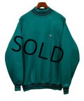 【USA製】【CUTTER&BUCK】【エメラルドグリーン×紺】【リブボーダー】【スウェット】【サイズM】 