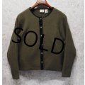 【ビンテージ】L.L.Bean【ＬＬビーン】【オリーブｘ黒】【ノンカラーフリースカーディガン】【レディースSM】【レディース古着】 
