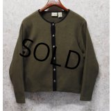 【ビンテージ】L.L.Bean【ＬＬビーン】【オリーブｘ黒】【ノンカラーフリースカーディガン】【レディースSM】【レディース古着】 