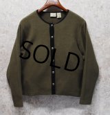 【ビンテージ】L.L.Bean【ＬＬビーン】【オリーブｘ黒】【ノンカラーフリースカーディガン】【レディースSM】【レディース古着】 