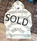 【POLO RALPH LAUREN 】ポロラルフローレン【フード付きラガーシャツ】【グレー×白ボーダー】【長袖ポロシャツ】【ラガーシャツ】【サイズXL】