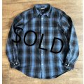 【ギャップ】GAP【RELAXED】【青×黒】【シャドーチェック】【ヘビーネルシャツ】【サイズL】 