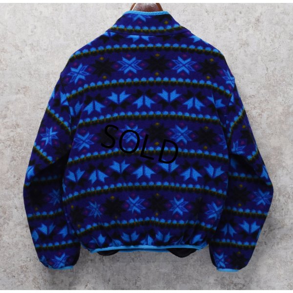 画像3: 【ビンテージ】【ＬＬビーン】【L.L.Bean】紺ｘ水色【ノルディック柄】【スナッププルオーバーフリース】サイズＷ－Ｍ程度 