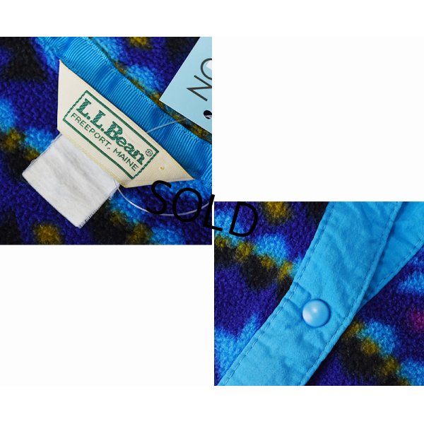 画像2: 【ビンテージ】【ＬＬビーン】【L.L.Bean】紺ｘ水色【ノルディック柄】【スナッププルオーバーフリース】サイズＷ－Ｍ程度 