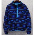 画像1: 【ビンテージ】【ＬＬビーン】【L.L.Bean】紺ｘ水色【ノルディック柄】【スナッププルオーバーフリース】サイズＷ－Ｍ程度<br> (1)