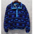 画像4: 【ビンテージ】【ＬＬビーン】【L.L.Bean】紺ｘ水色【ノルディック柄】【スナッププルオーバーフリース】サイズＷ－Ｍ程度<br> (4)
