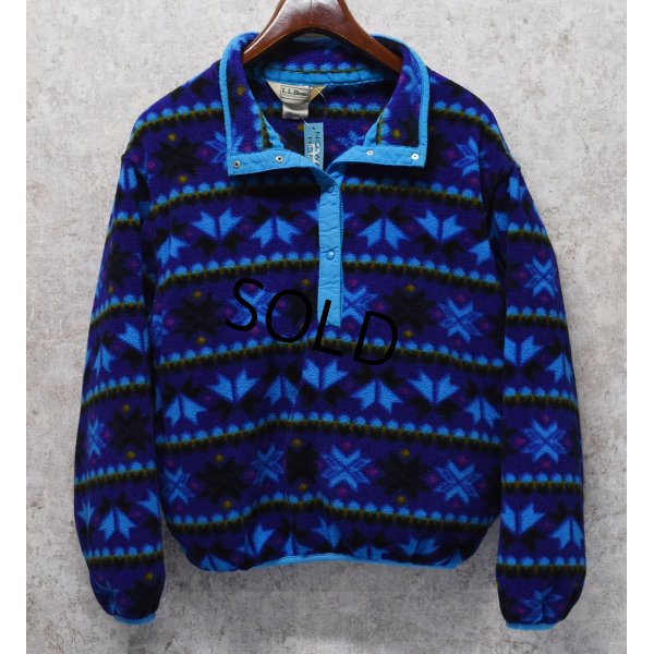 画像4: 【ビンテージ】【ＬＬビーン】【L.L.Bean】紺ｘ水色【ノルディック柄】【スナッププルオーバーフリース】サイズＷ－Ｍ程度 
