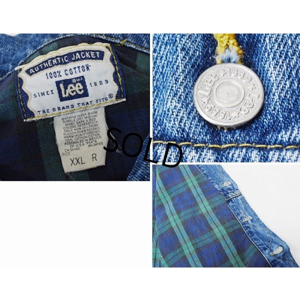 画像2: 00’s 【ビンテージ】【Lee】【緑×紺チェック裏地付き】【Gジャン】デニムジャケット【サイズＸＸＬ】 