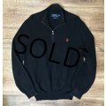 【ラルフローレン】POLO RALPH LAUREN【黒】【無地】【ハーフジップ】【コットンセーター】【サイズＬ】  