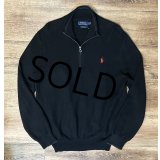 【ラルフローレン】POLO RALPH LAUREN【黒】【無地】【ハーフジップ】【コットンセーター】【サイズＬ】  