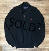 【ラルフローレン】POLO RALPH LAUREN【黒】【無地】【ハーフジップ】【コットンセーター】【サイズＬ】  