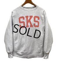 80's【USA製】ビンテージ【チャンピオン】【SKS】染み込みプリント　トリコタグ【リバースウィーブ】【グレー】【スウェット】【サイズL】 