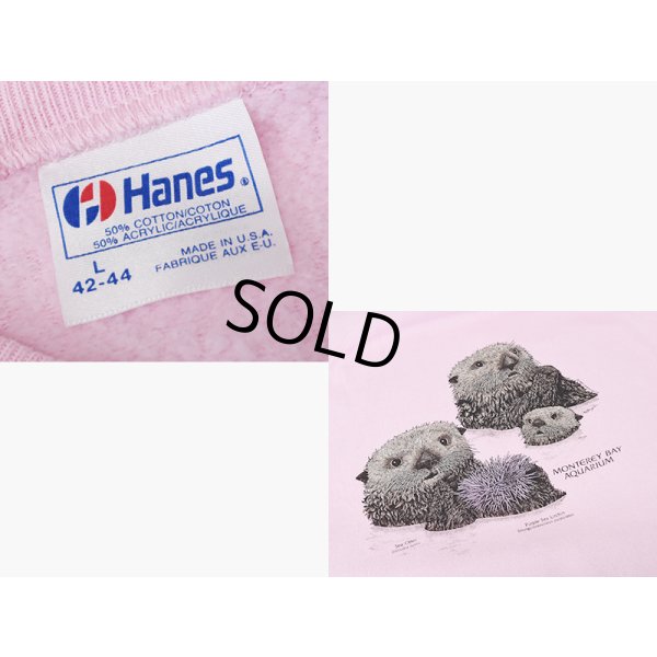 画像2: 90's【ビンテージ】USA製【Hanes】【MONTEREY BAY AQUARIUM】【ピンク】【ラッコ】【スウェット】水族館【サイズＸＬ】 