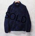 90's USA製【nautica】ノーティカ【紺×チェック】【ハーフジップ】【フリースジャケット】【サイズM】 