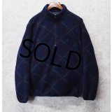 90's USA製【nautica】ノーティカ【紺×チェック】【ハーフジップ】【フリースジャケット】【サイズM】 