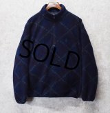 90's USA製【nautica】ノーティカ【紺×チェック】【ハーフジップ】【フリースジャケット】【サイズM】 