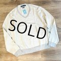 【ラルフローレン】POLO RALPH LAUREN【グレーチェック】【Vネックセーター】【コットン×カシミア】【サイズL】  