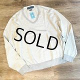 【ラルフローレン】POLO RALPH LAUREN【グレーチェック】【Vネックセーター】【コットン×カシミア】【サイズL】  