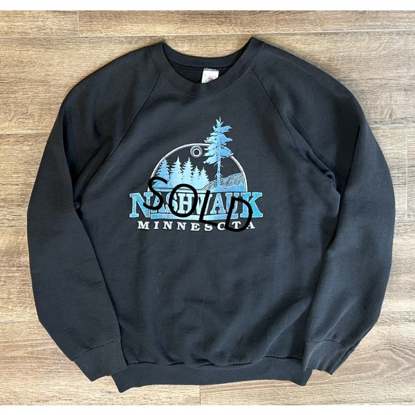 画像1: 90's【USA製】【ビンテージ】【フルーツオブザルーム】【NASHWAUK】黒【スウェット】【サイズXL】 