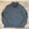 【ラルフローレン】POLO RALPH LAUREN【ESTATE RIB】【チャコール】【無地】【ハーフジップ】【コットンセーター】【サイズM】  