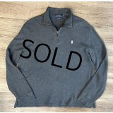 【ラルフローレン】POLO RALPH LAUREN【ESTATE RIB】【チャコール】【無地】【ハーフジップ】【コットンセーター】【サイズM】  