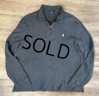 【ラルフローレン】POLO RALPH LAUREN【ESTATE RIB】【チャコール】【無地】【ハーフジップ】【コットンセーター】【サイズM】  