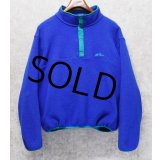  90's~ 【ビンテージ】【ＬＬビーン】【L.L.bean】【青ｘエメラルド】【プルオーバーフリース】【スナップＴ】サイズＬ程度 