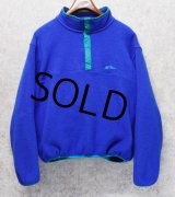  90's~ 【ビンテージ】【ＬＬビーン】【L.L.bean】【青ｘエメラルド】【プルオーバーフリース】【スナップＴ】サイズＬ程度 
