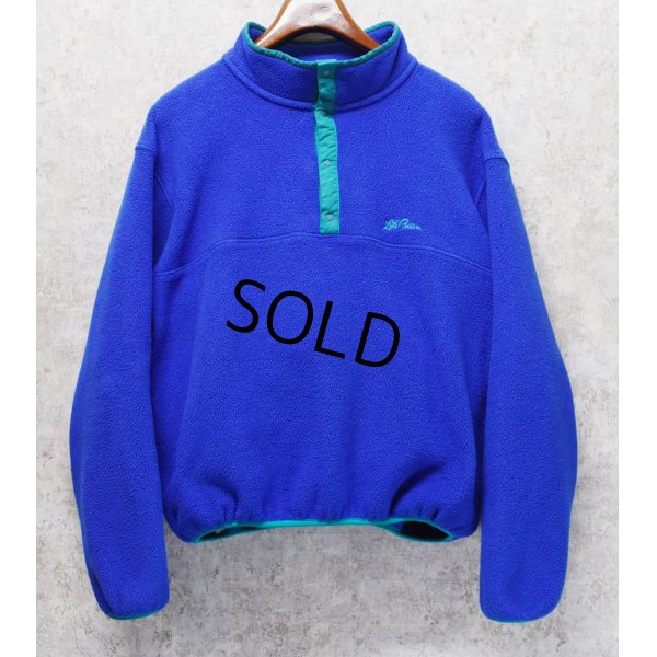 画像1:  90's~ 【ビンテージ】【ＬＬビーン】【L.L.bean】【青ｘエメラルド】【プルオーバーフリース】【スナップＴ】サイズＬ程度 