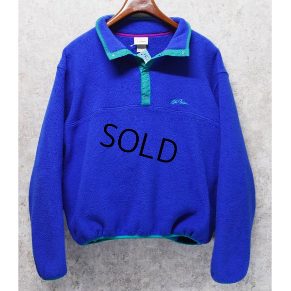 画像4:  90's~ 【ビンテージ】【ＬＬビーン】【L.L.bean】【青ｘエメラルド】【プルオーバーフリース】【スナップＴ】サイズＬ程度 