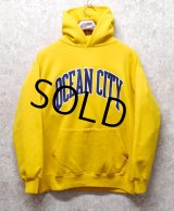 90's【ビンテージ】USA製 【ラッセル】【黄色】オーシャンシティ大学【OCEAN CITY】カレッジスウェットパーカー【サイズXL】 
