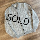 ノルウェー製【L.L.Bean】【ＬＬビーン】【バーズアイ】【グレー×白】【ウールカーディガン】【レディースＳ】 