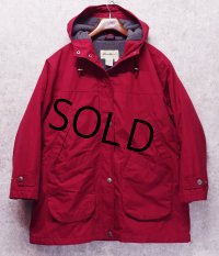 90's~【ビンテージ】【エディーバウアー】【白タグ】【エンジｘグレーフリース裏地付き】【マウンテンパーカー】レディース古着【レディースＭ】 