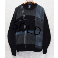 【ビンテージ】【Dockers】ドッカーズ【黒ｘブルー系】【アクリルｘレーヨン】【セーター】【サイズXLT】 