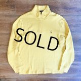 【ラルフローレン】POLO RALPH LAUREN【ESTATE RIB】【黄色】【無地】【ハーフジップ】【コットンセーター】【サイズM】  