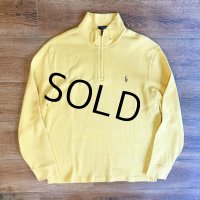【ラルフローレン】POLO RALPH LAUREN【ESTATE RIB】【黄色】【無地】【ハーフジップ】【コットンセーター】【サイズM】  